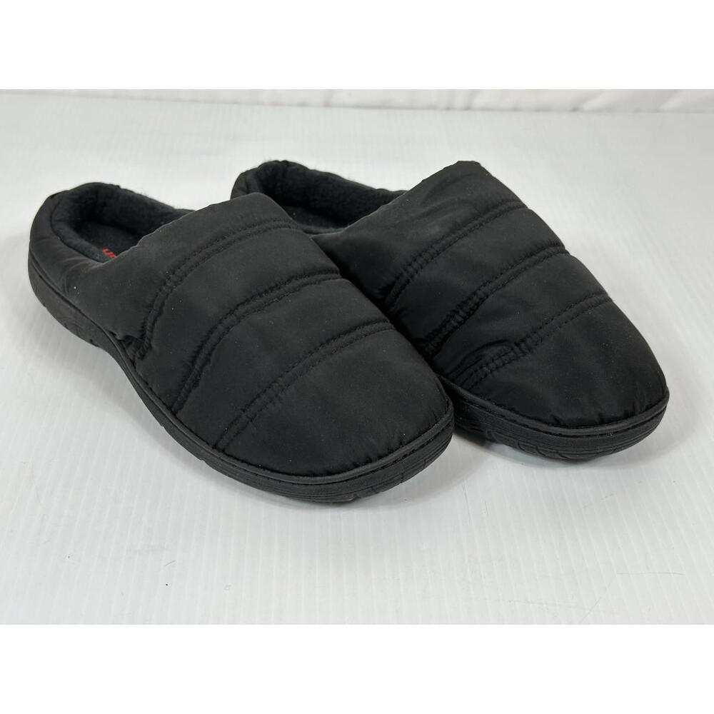 Heatkeep Memory Foam Mens Slippers Size 8-9 Puffer Black Indoor Out Thinsulate